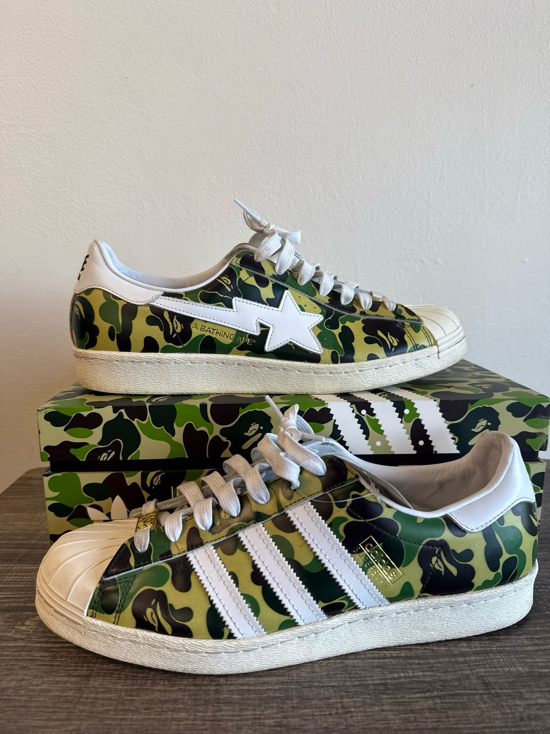 Bape x Adidas Camo Superstars Sz 12