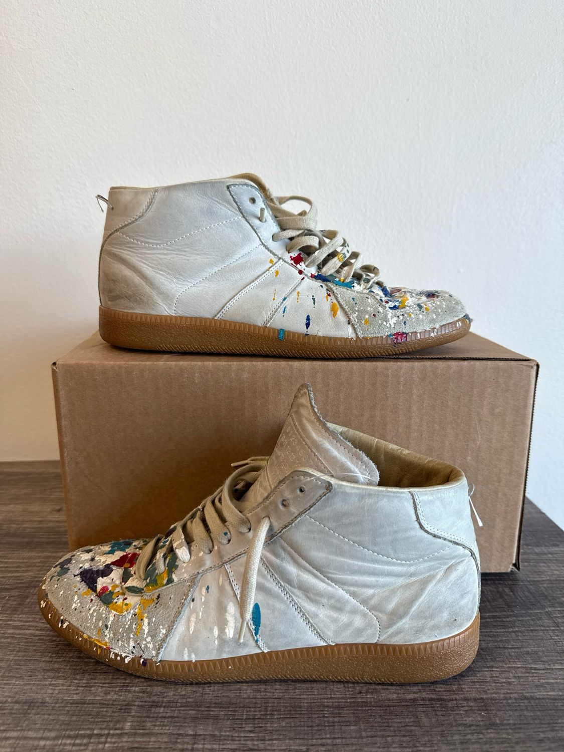 Maison Margiela White Paint Splatter GATs Sz 7