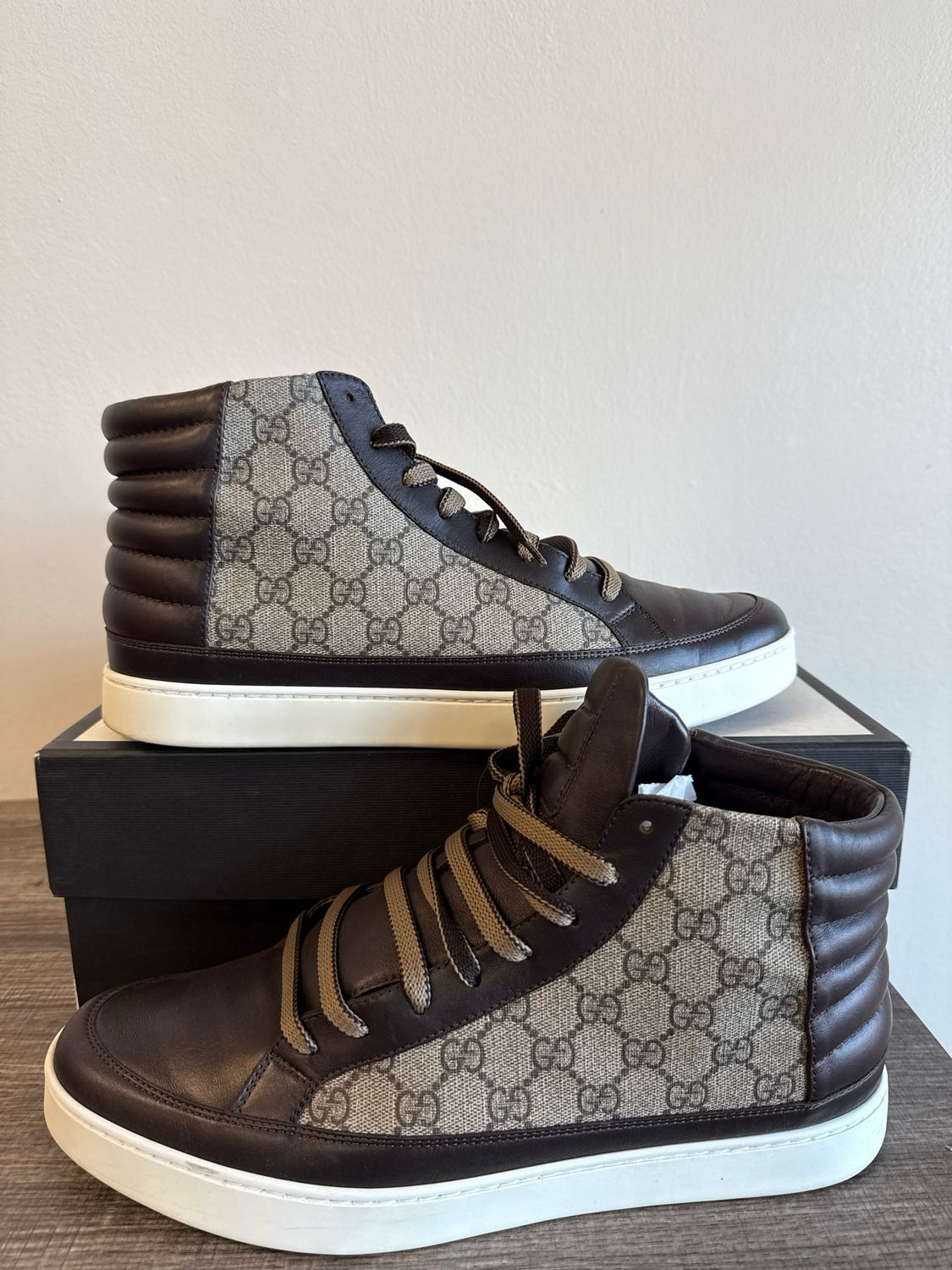 Gucci High Top Brown GG Sneakers Sz 13