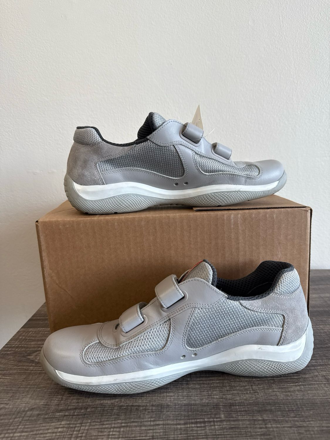 Prada AC Grey Strap Sneakers (no box) Sz 8.5