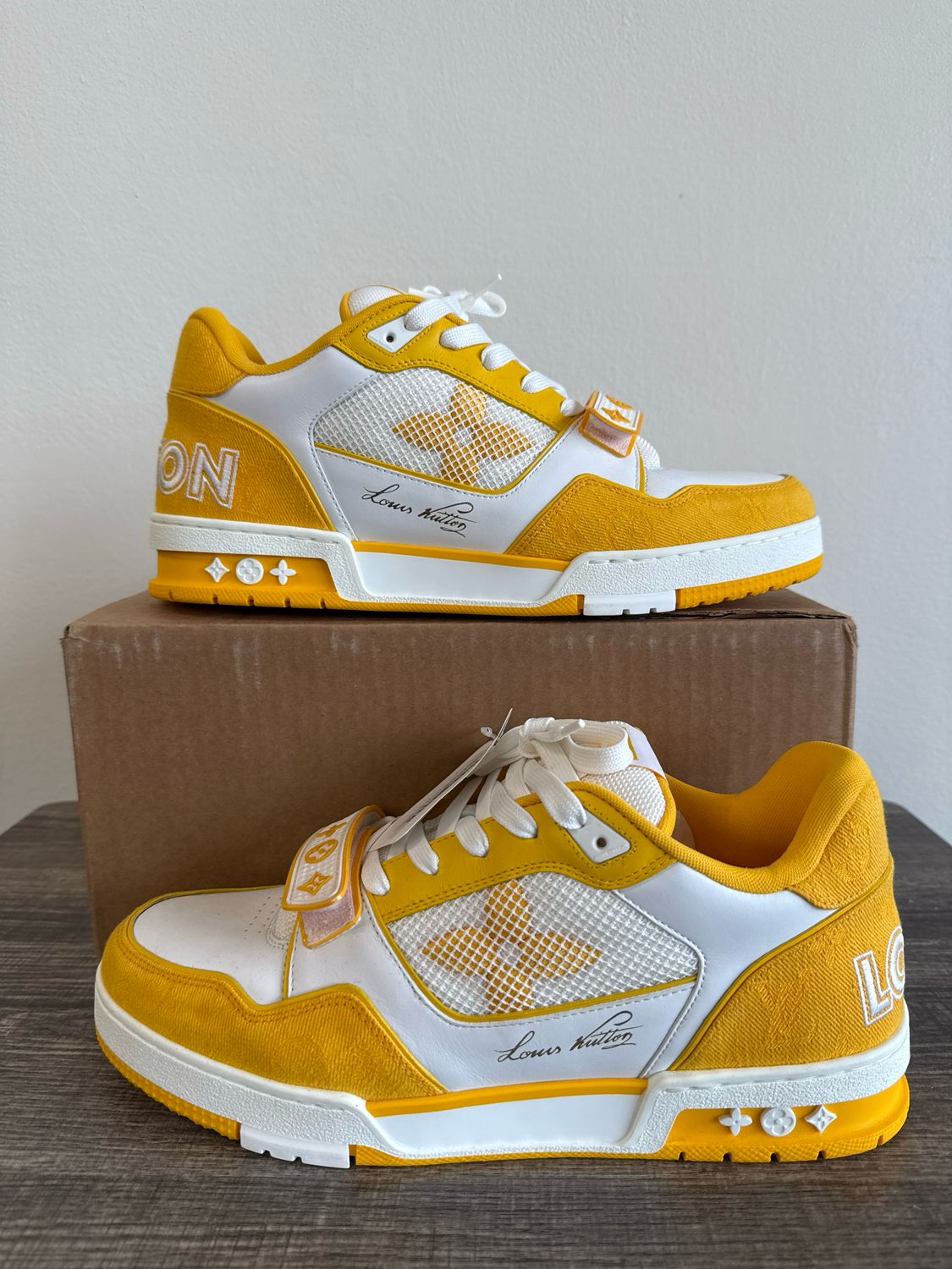 Louis Vuitton Yellow Monogram Strap Trainers (DS, no box) Sz 10