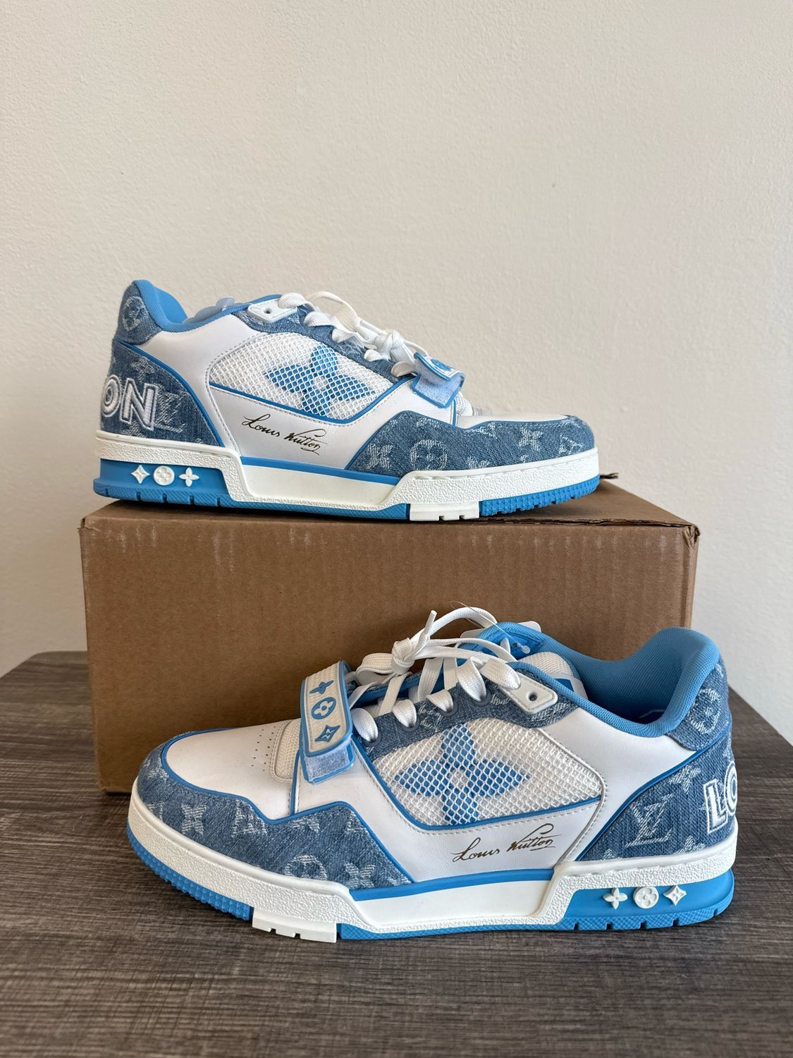 LV Light Blue Denim Trainers (no box, DS) Sz 9.5