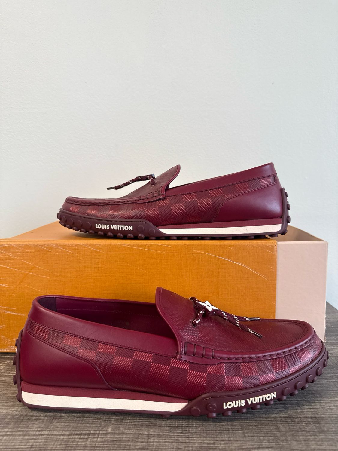 Louis Vuitton Loafers Red Sz:12.5 (box)