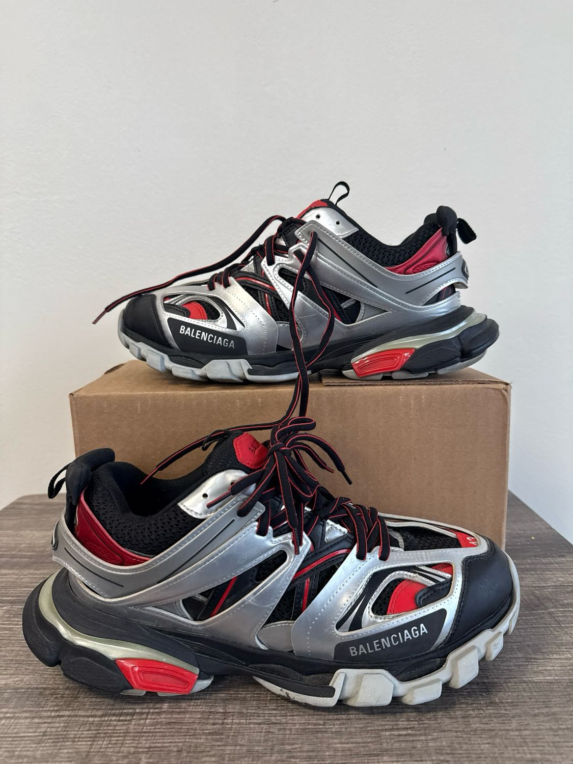 Balenciaga Track Silver/Red/Black (no box) Sz 10