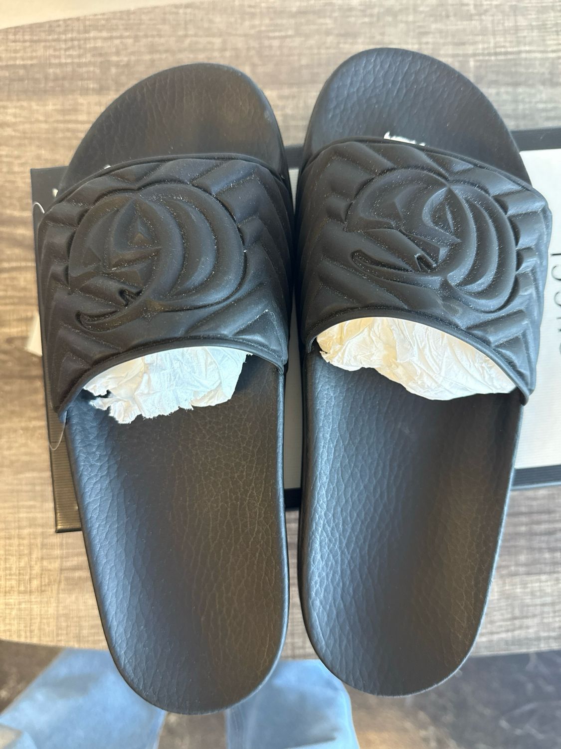 Gucci Black Slides Sz 7