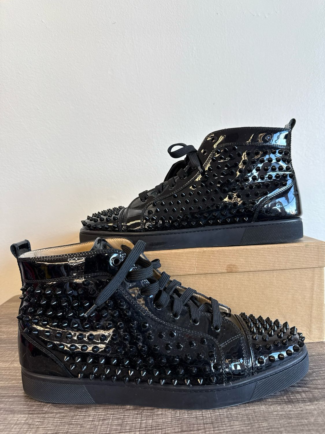 Christian Louboutin Patent Black Spikes (box) Sz 13