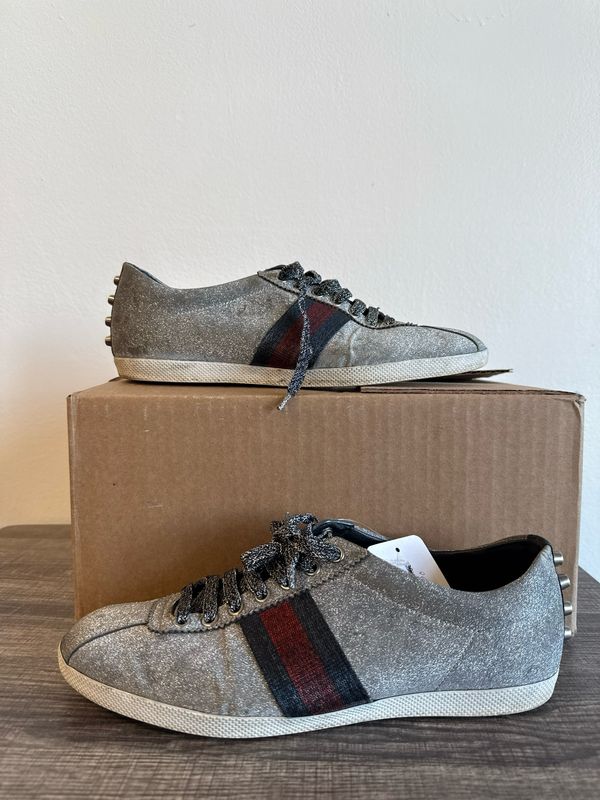 Gucci Glitter Silver Sneakers – 8