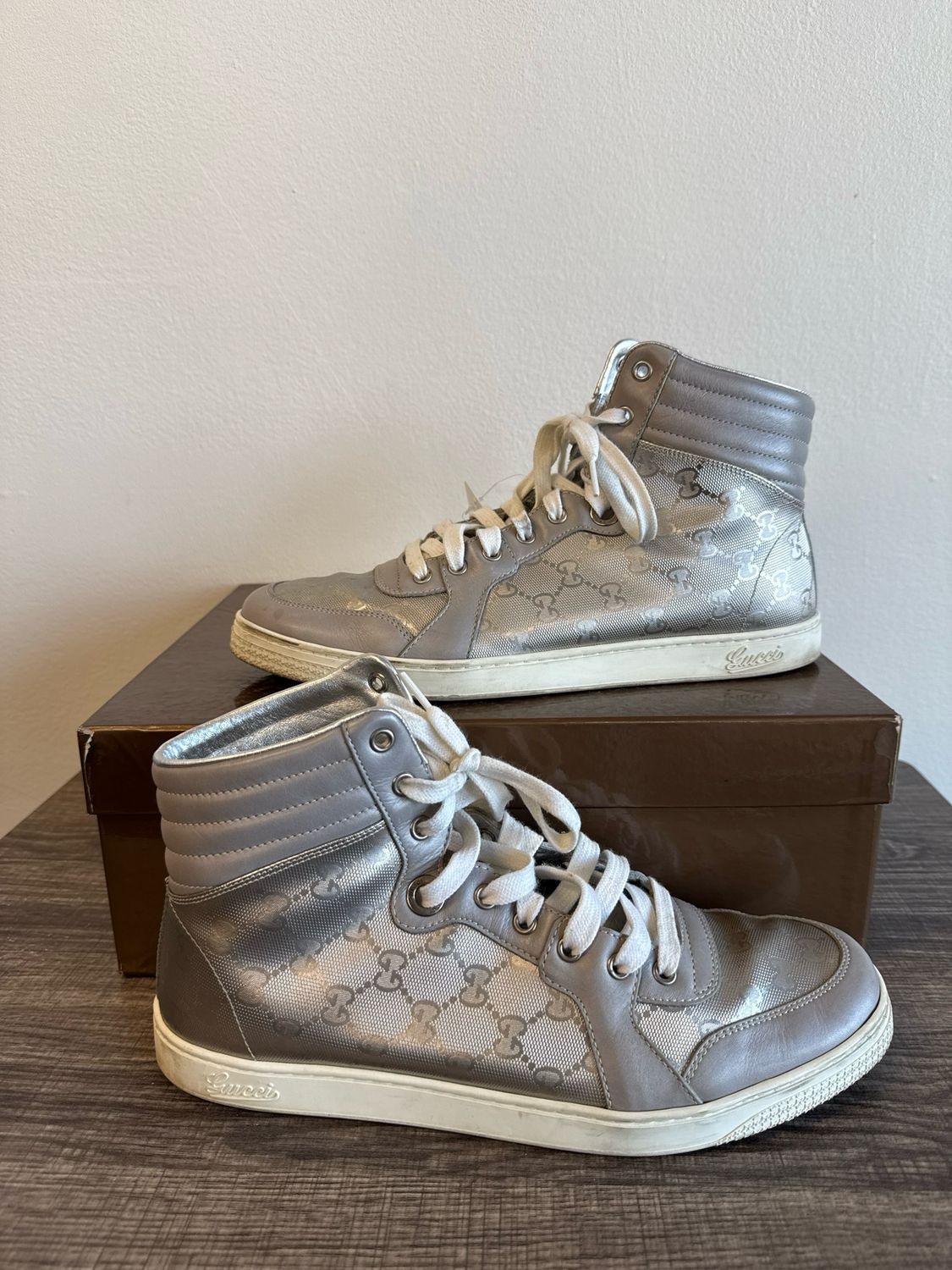 Gucci Silver High-Tops Sz 10