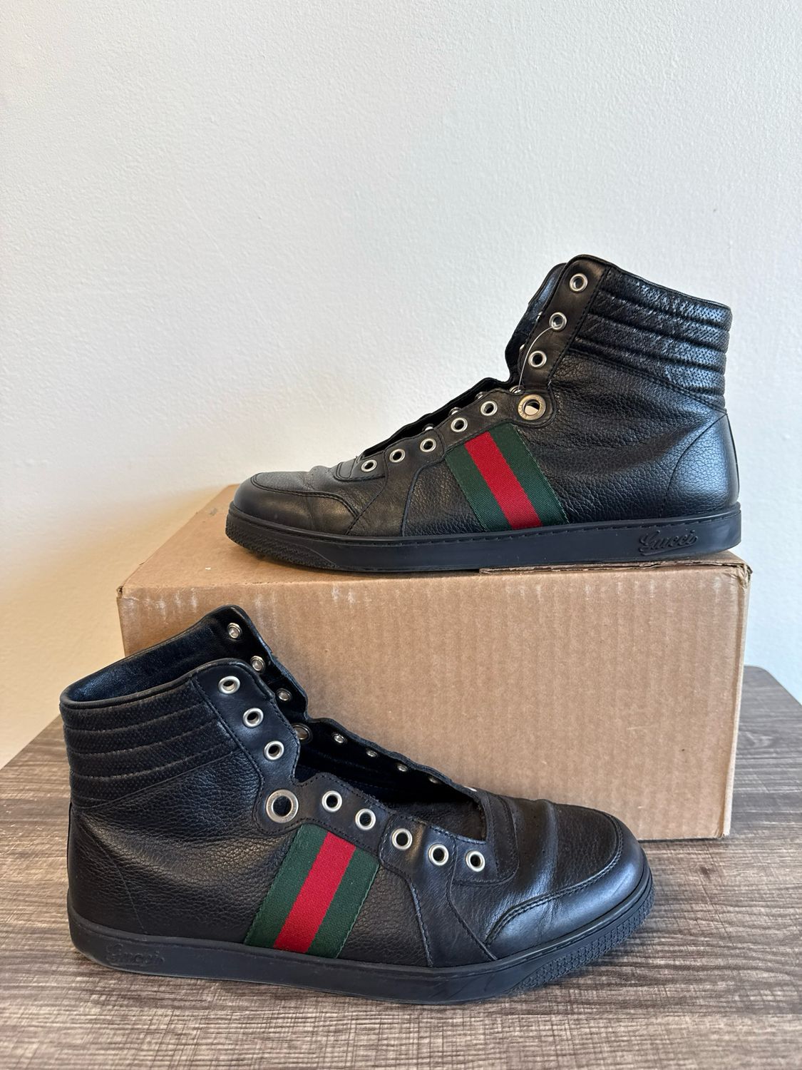 Gucci High-Top Black Sneakers Sz 9