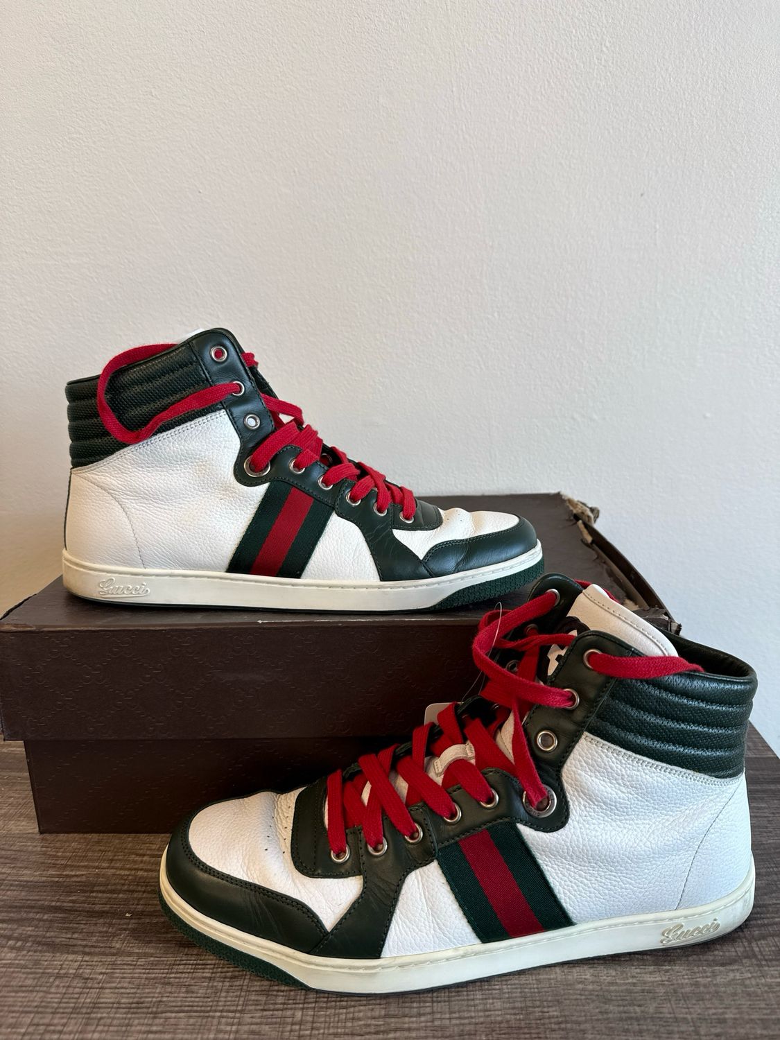 Gucci High-Top White Sneakers Sz 10