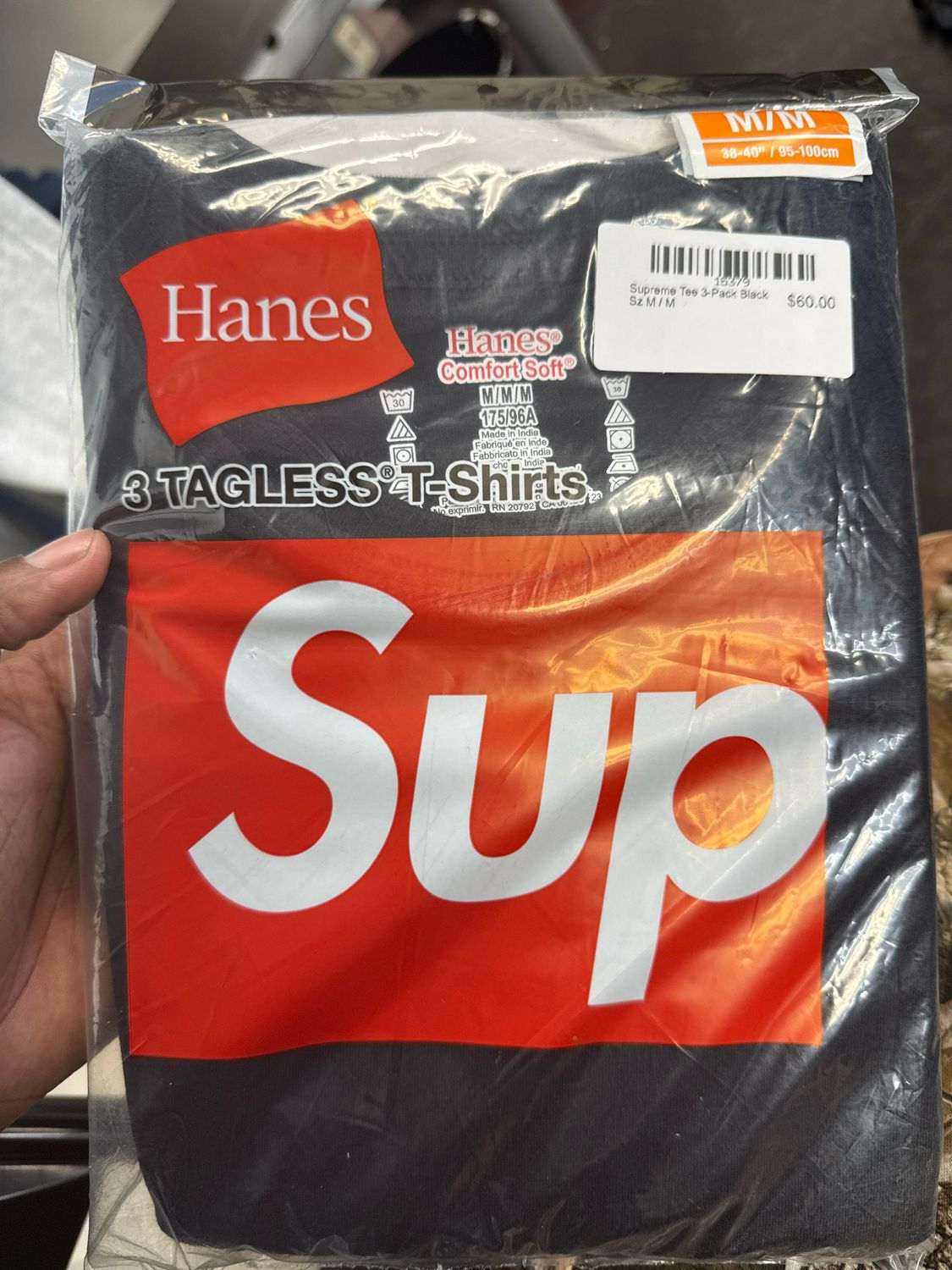 Supreme Tee 3-Pack Black Sz M