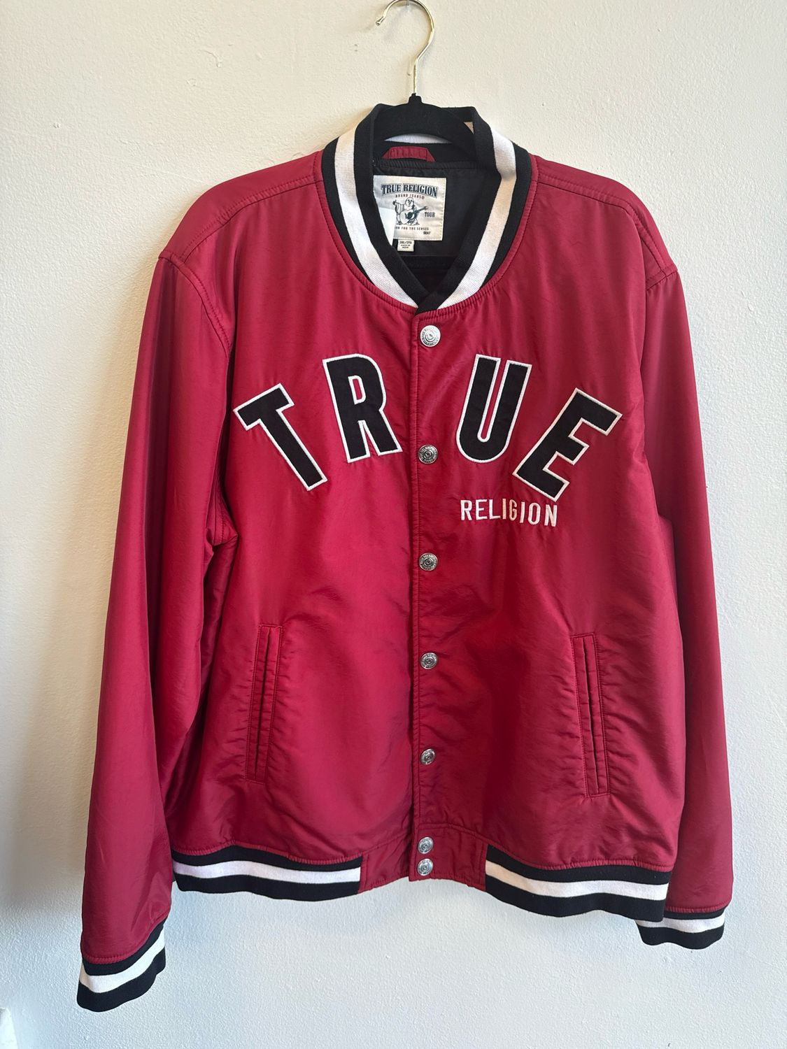 True Religion Red Zip Up Jacket(used) Sz xxl
