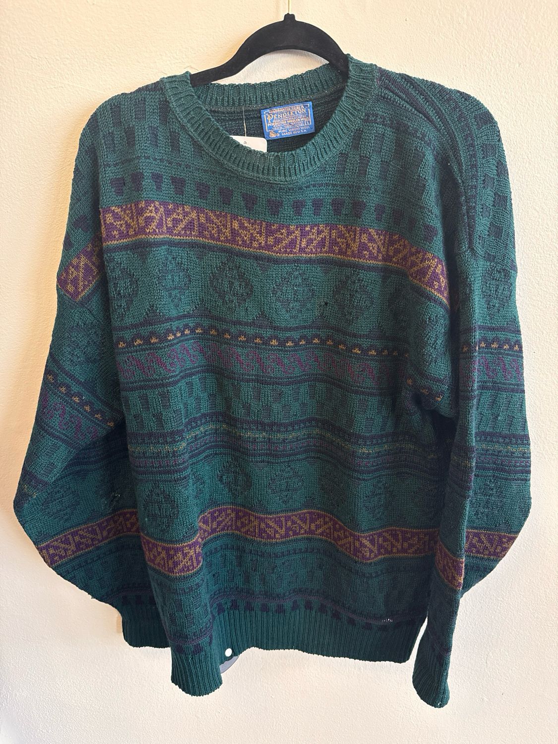 Pendleton VTG Sweater Turquoise/Purple Sz L