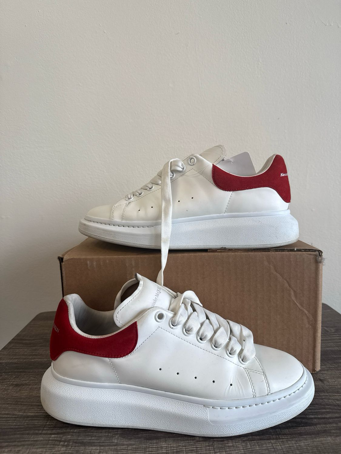 Alexander McQueen White/Red Sneakers Sz 9