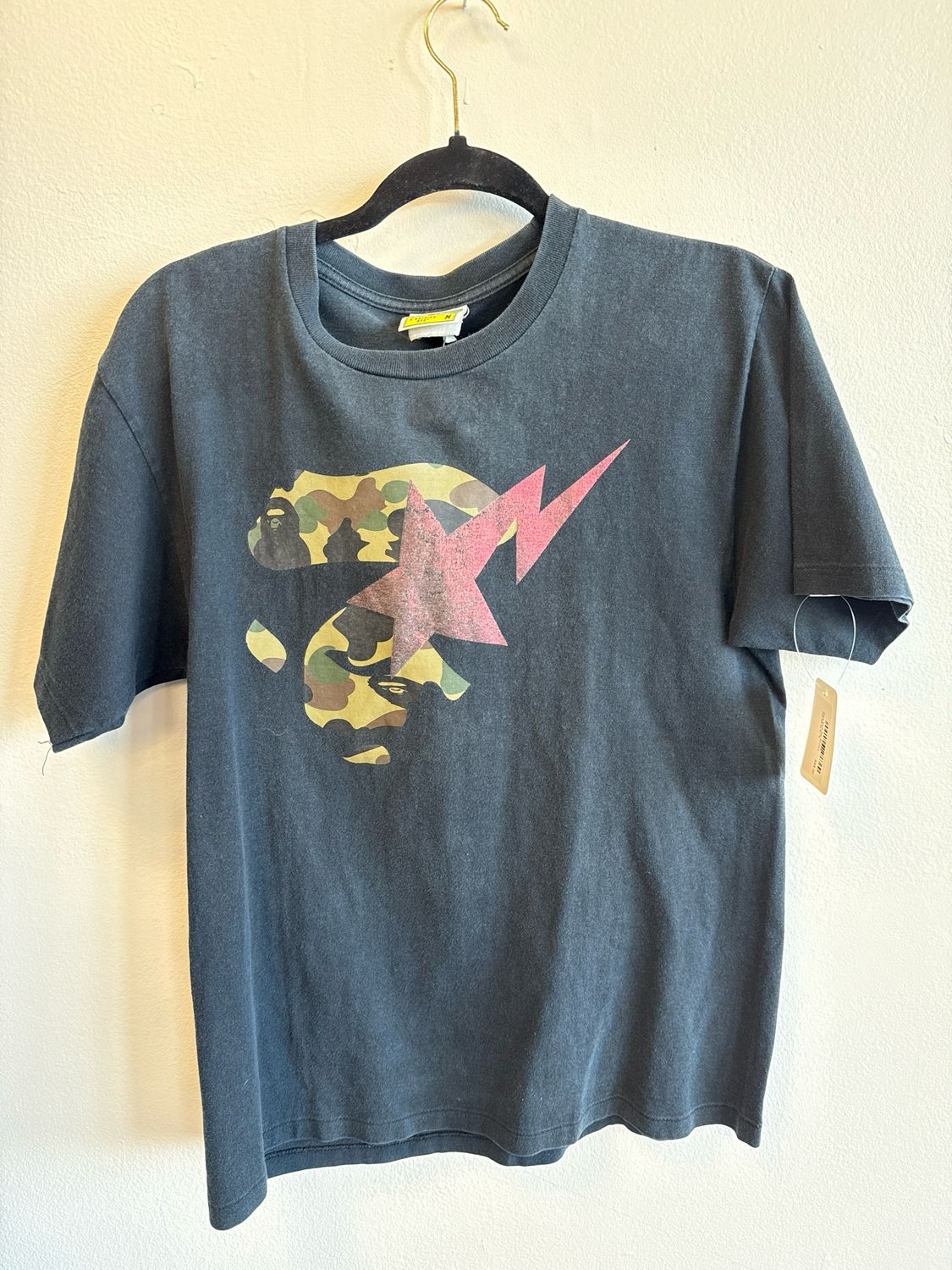 Bape Black Red Bapesta StarTee Sz M