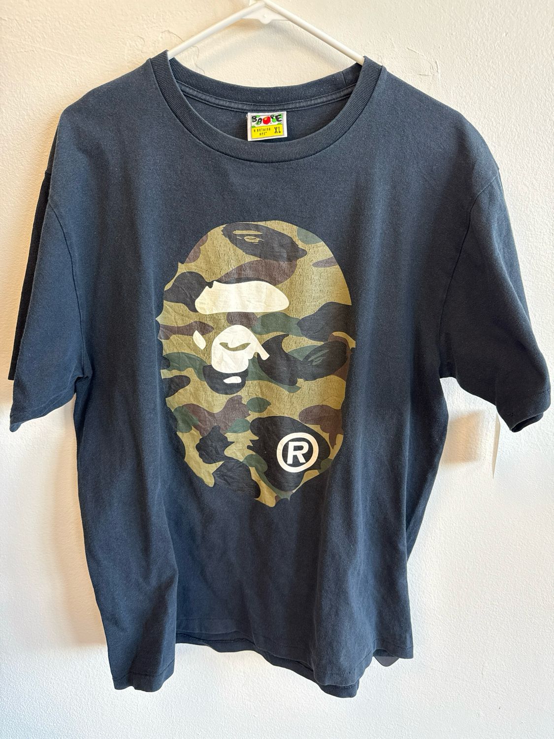 Bape Black/Camo Ape Face Tee Sz XL