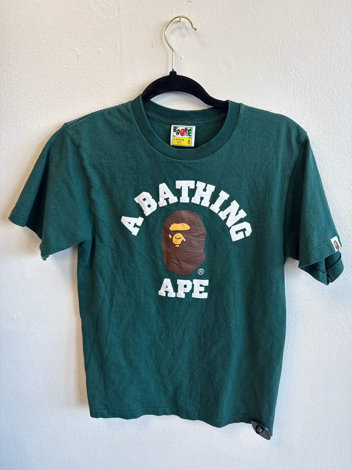 Bape Green Ape Head Tee Sz S