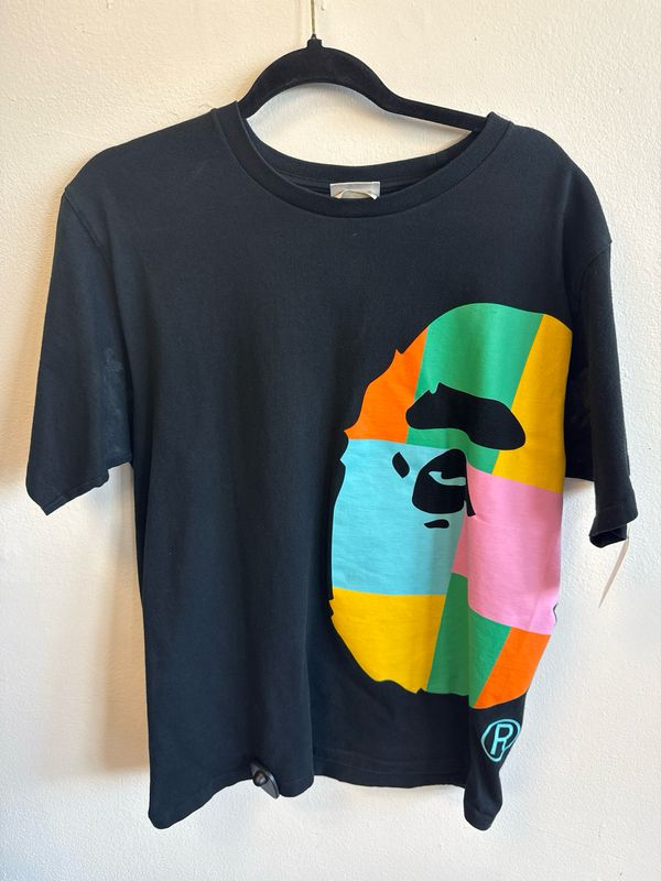 Bape T-Shirt Multi Color Black Sz:L