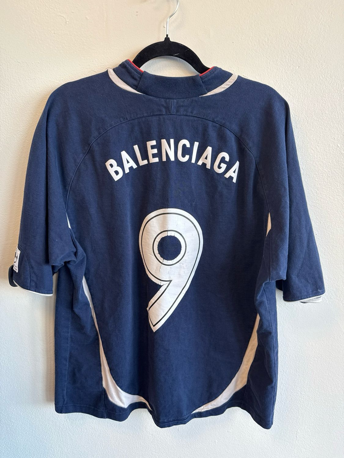 Balenciaga Navy Soccer Jersey Sz L