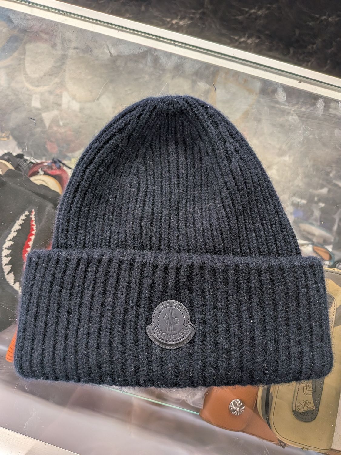Moncler Navy Beanie Sz OS