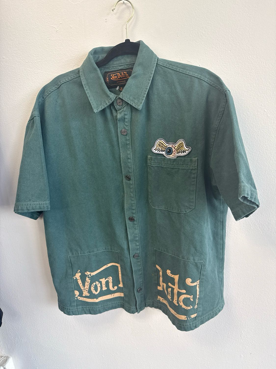 Von Dutch Green Button-Up Sz S