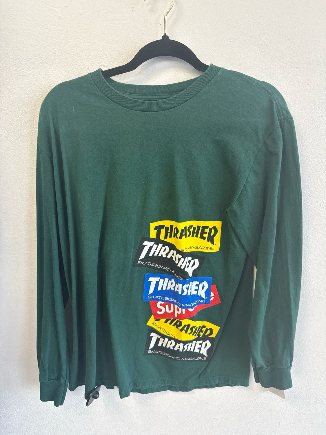 Supreme Thrasher LS Green Tee Sz M