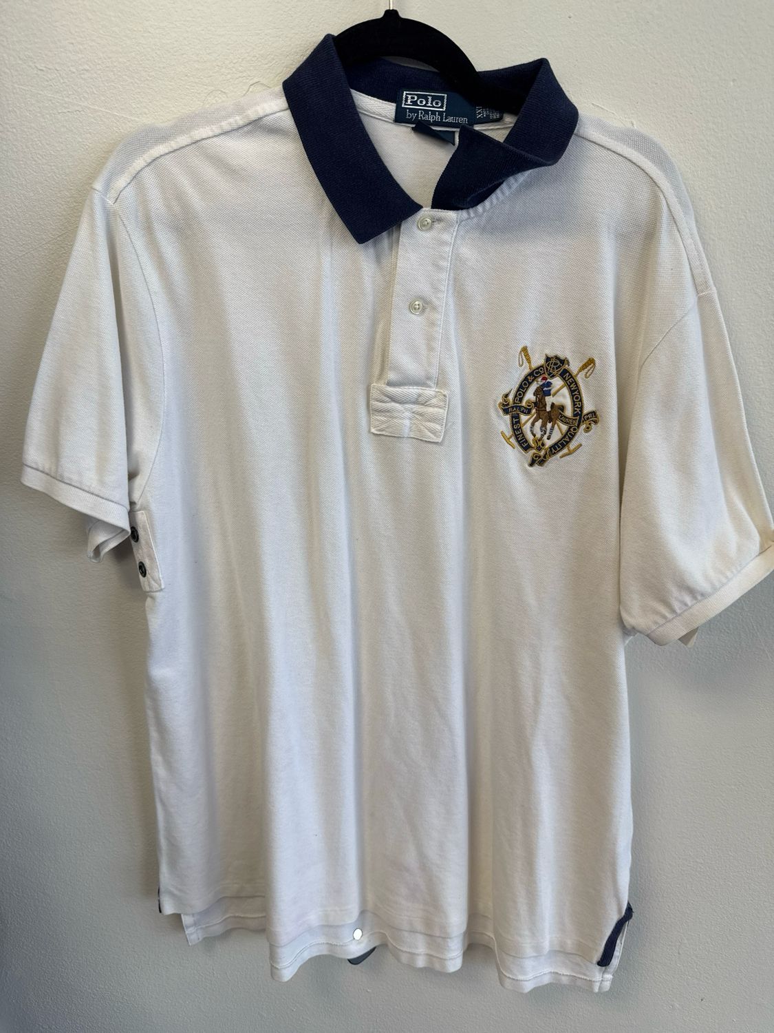 VTG Polo RL White/Navy Polo Sz 2XL