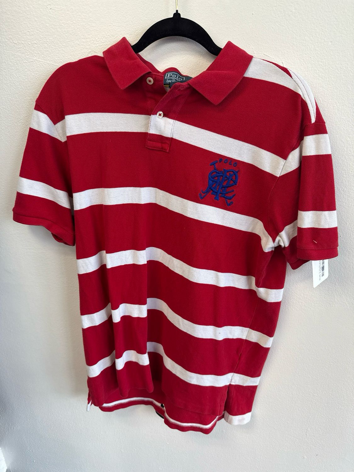 VTG Polo RL Red White Stripe Alt Logo Polo