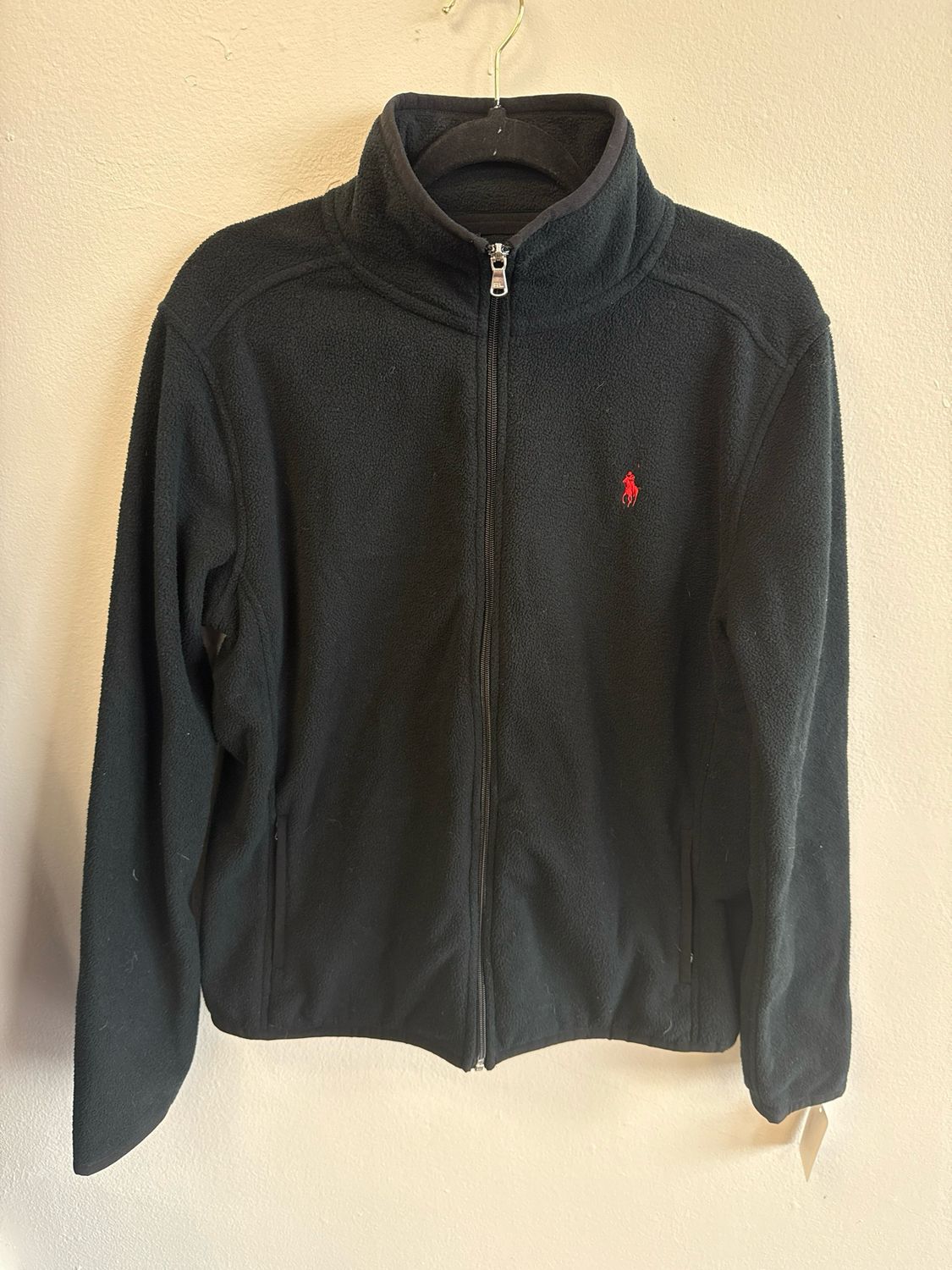 Ralph Lauren Polo Black Zip Up Fleece Sz XL