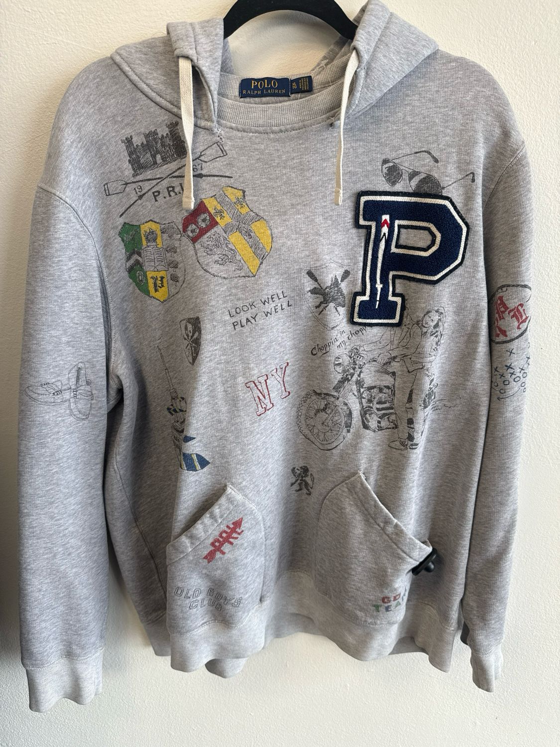 Polo Gray Scribble Hoodie Sz XL