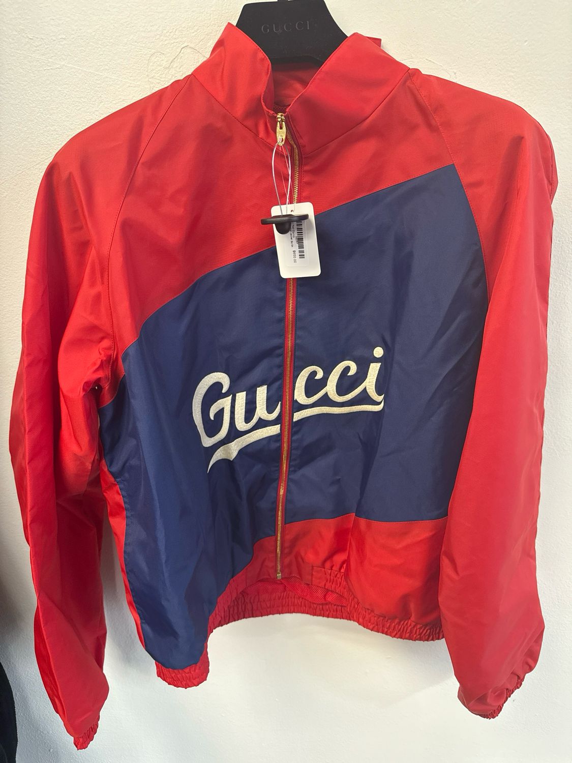 Gucci Red Zip-Up Windbreaker Jacket Sz 54