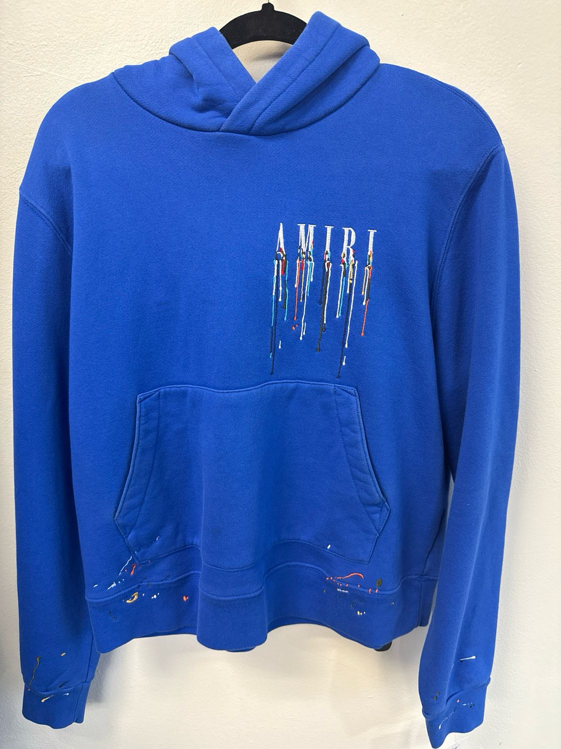 Amiri Paint Splatter Hoodie (Blue) Sz S