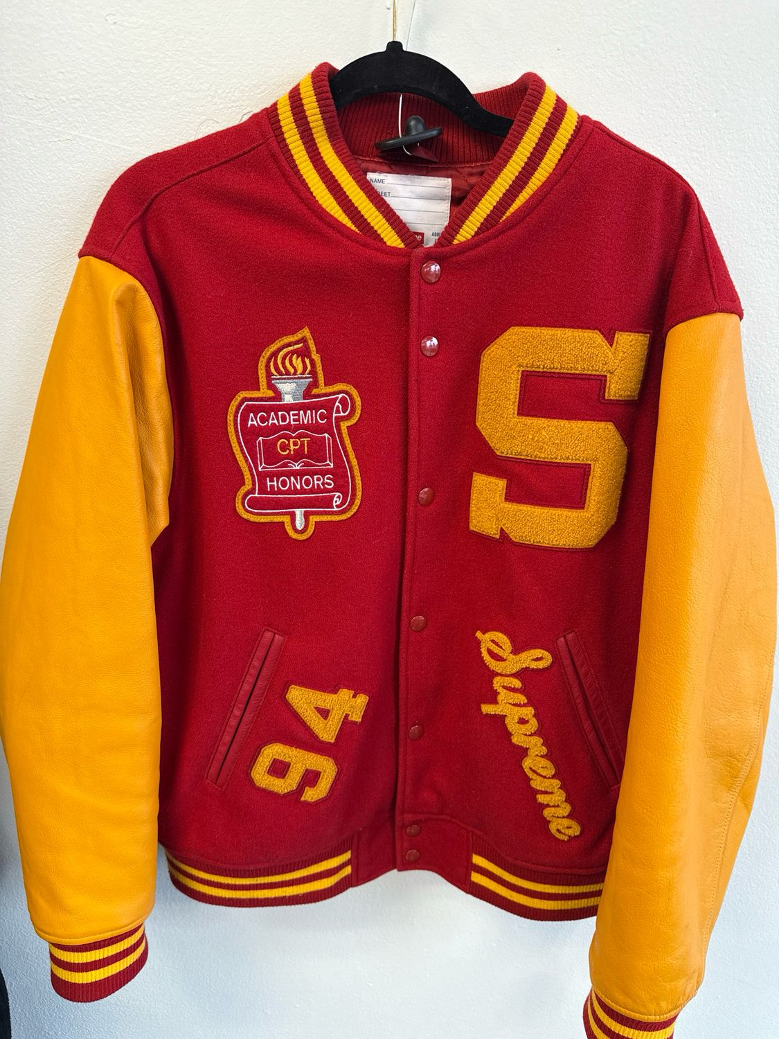 Supreme Red/Yellow Varsity Jacket Sz L