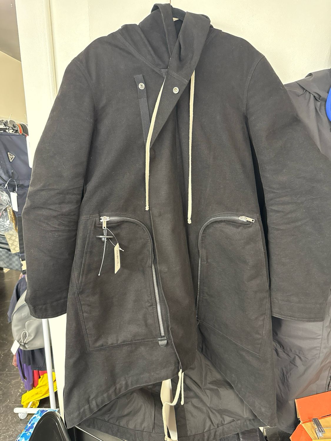 Rick Owens Black Long Coat Sz 40