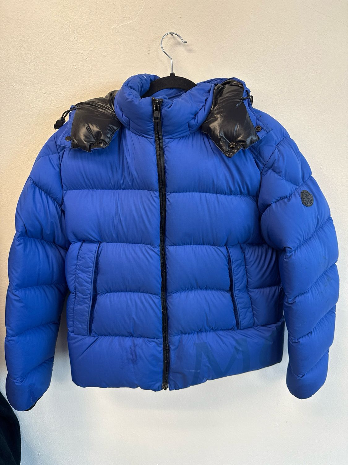 Moncler Blue Spellout Coat Sz 2