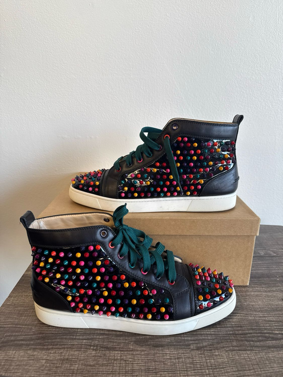 Christian Louboutin Black/Multi Spike (Box) Sz 13