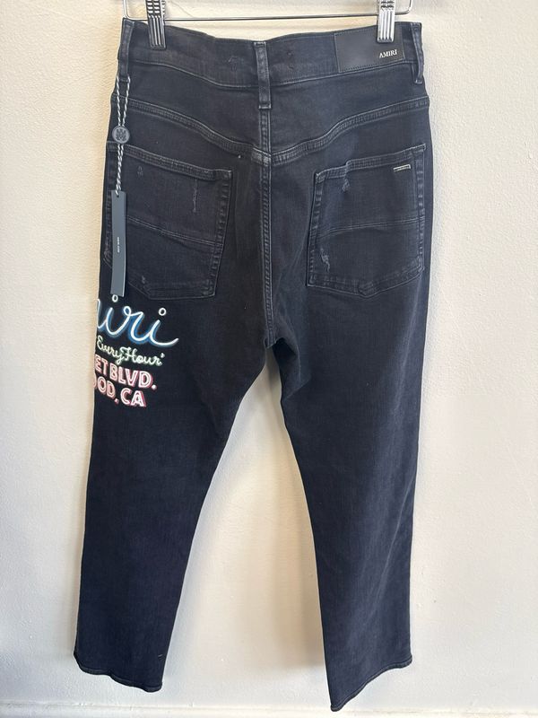 Amiri Black Jeans 'Happy Hr' New Sz 31