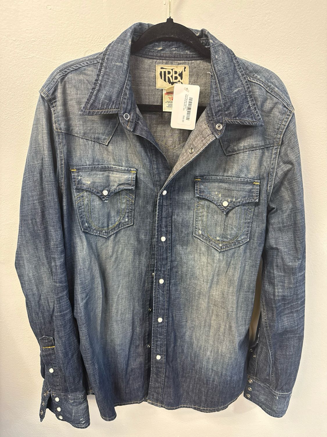 True Religion Denim Pearlsnap Sz 2XL