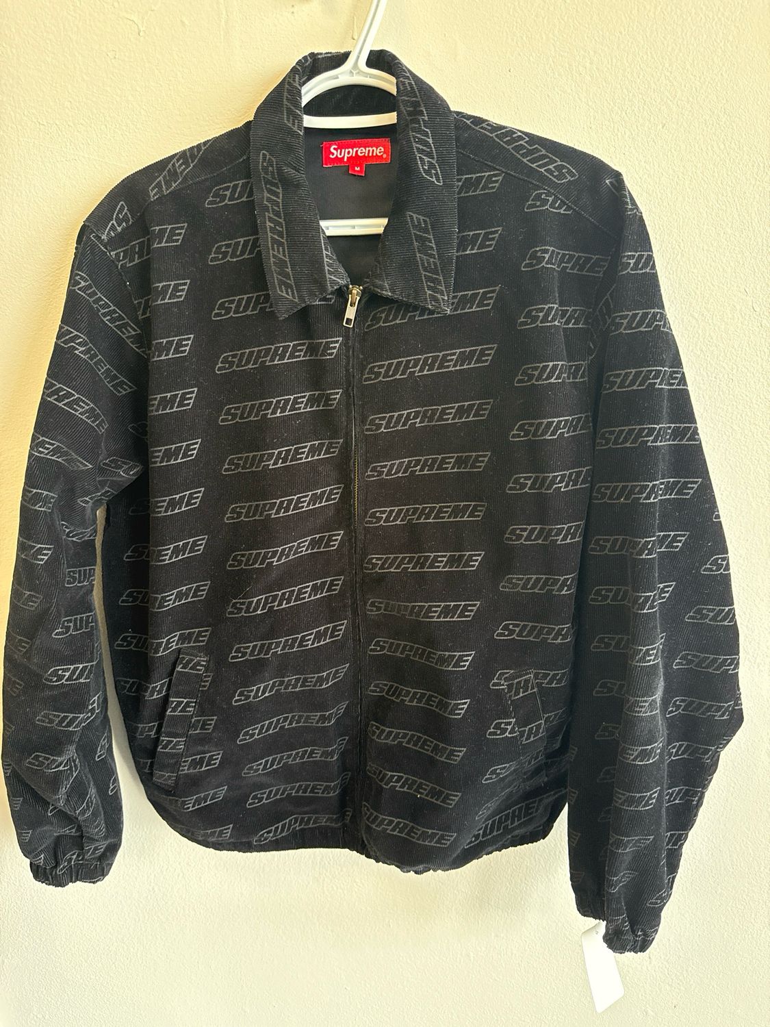 Supreme Allover Logo Black Buttonup Sz M