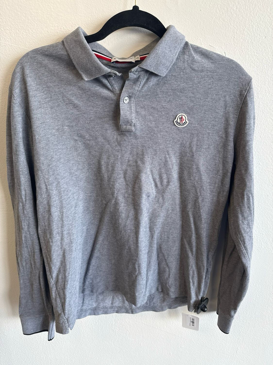 Moncler LS Polo Grey Sz L
