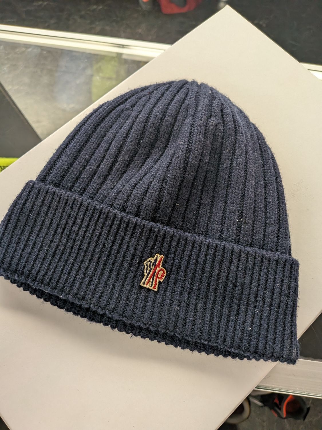 Moncler Navy Beanie Sz:OS