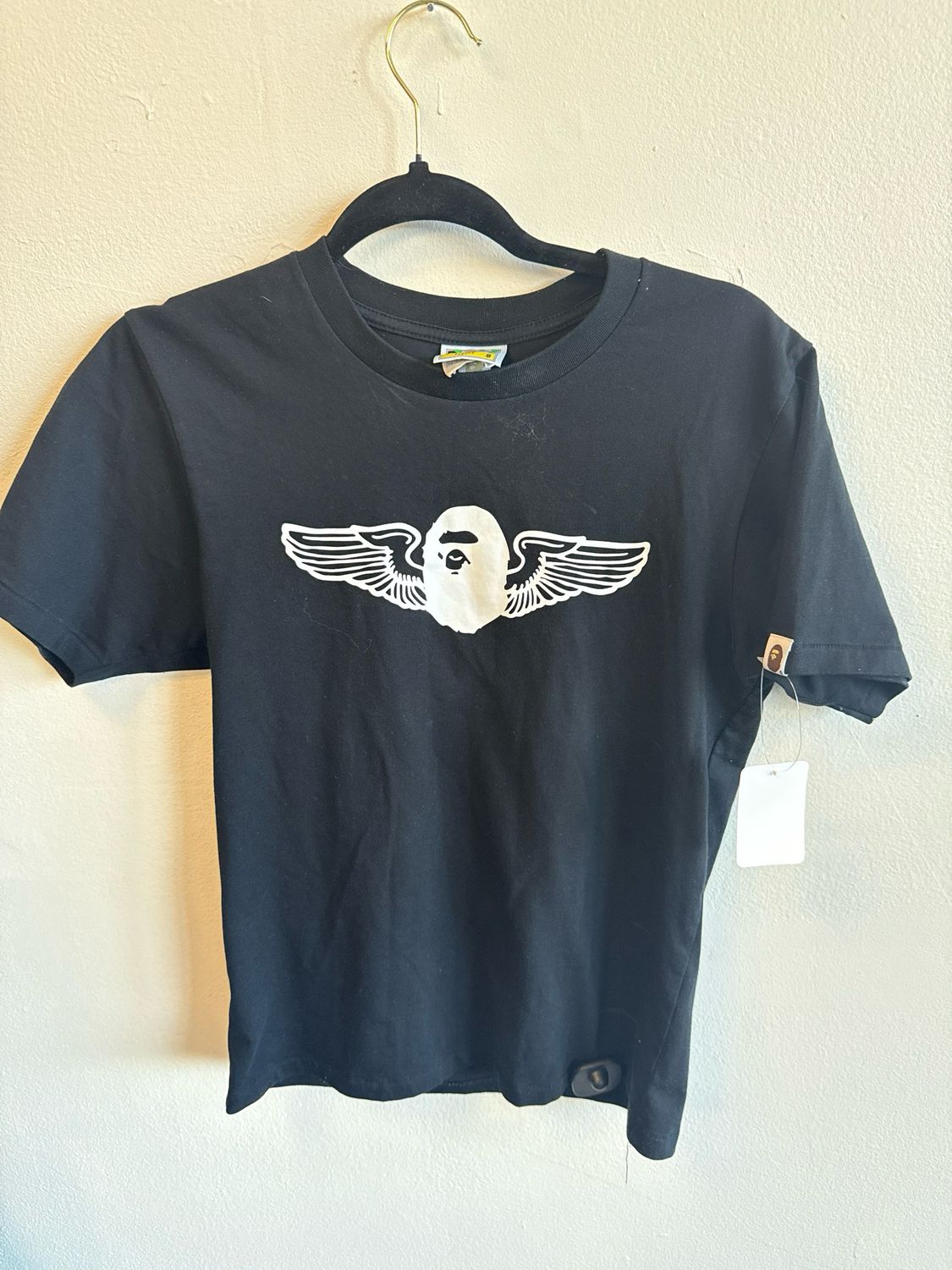 Bape Black Tee Ape/Wings Sz:S