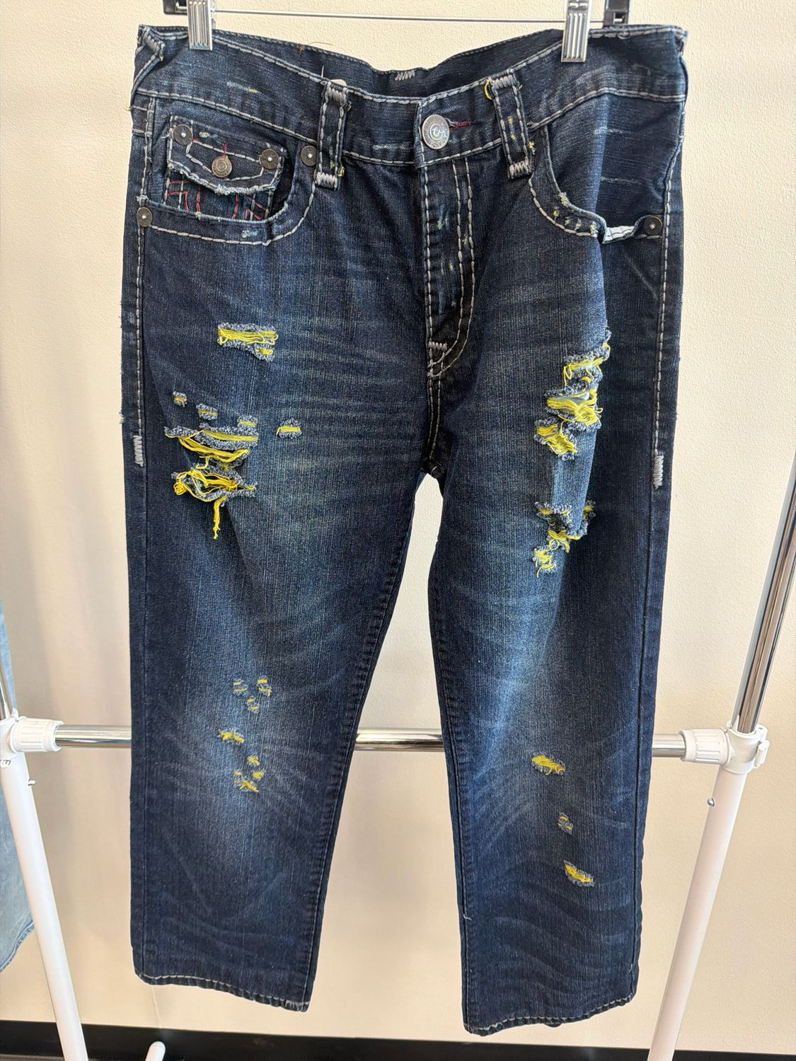 True Religion Ricky Distressed Black Jeans Sz 36