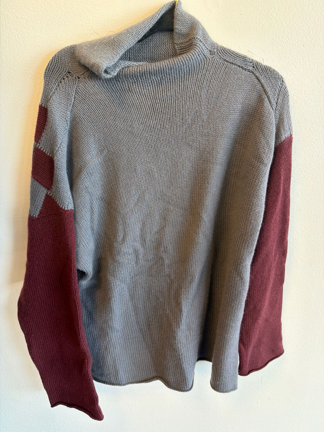 VTG Armani Sweater Maroon/Grey Sz 54