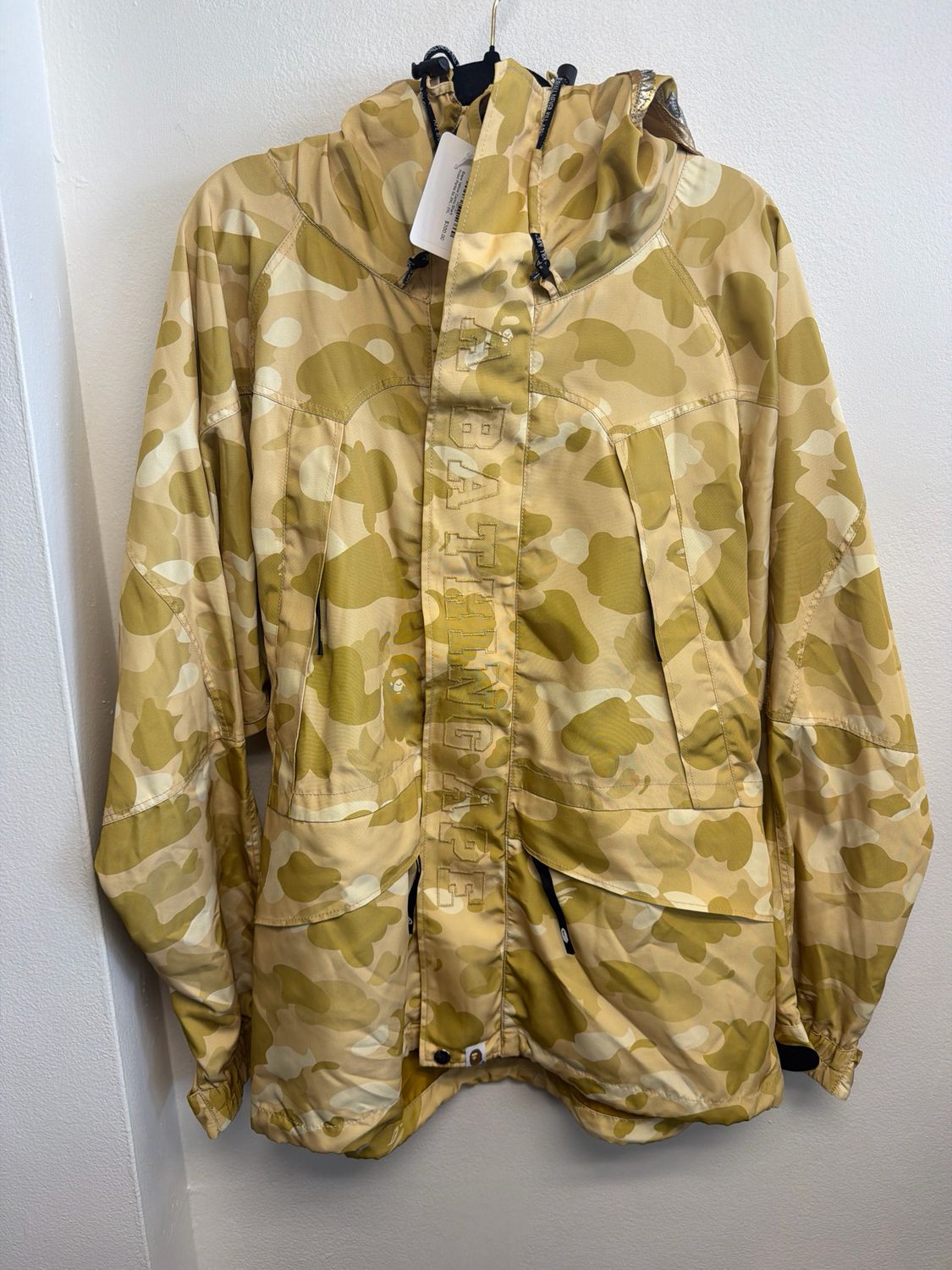 Bape Yellow Camo Shark Hood Parka Sz 2XL