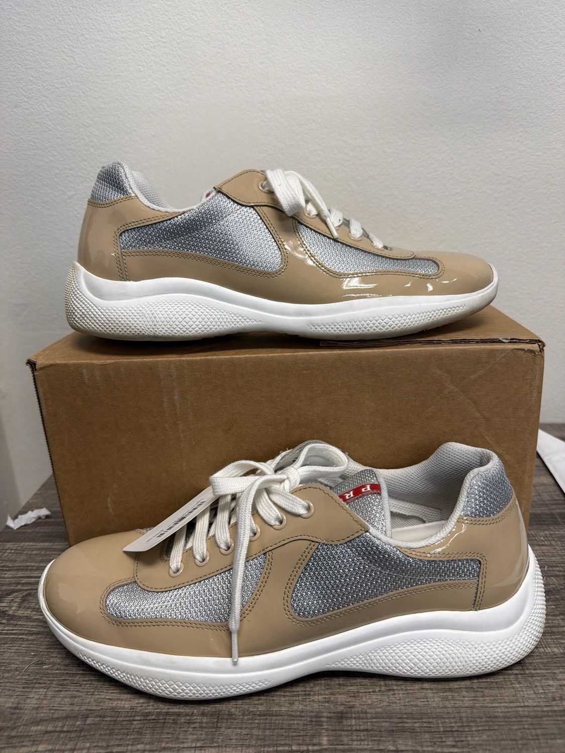 Prada AC Tan/Silver Sz 10
