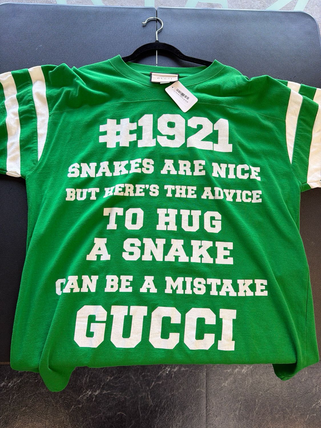 Gucci Tee Text/Green Sz L