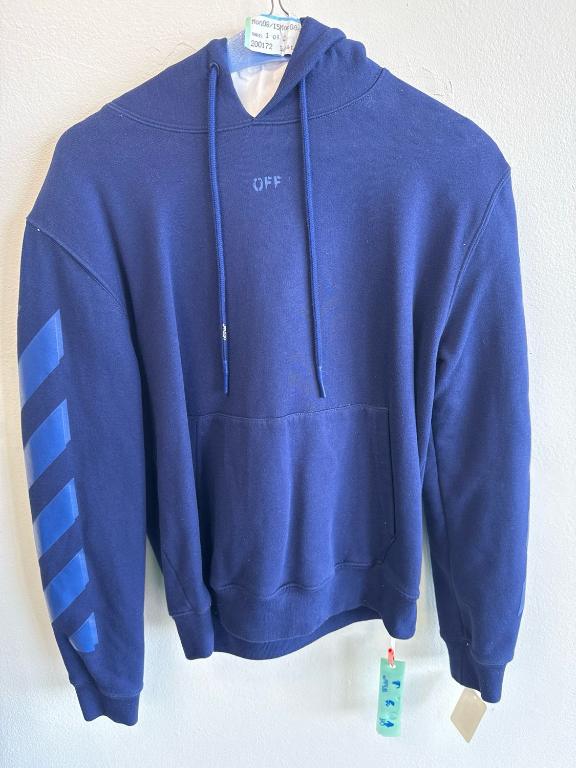 Off-White Blue Logo Hoodie Sz:M