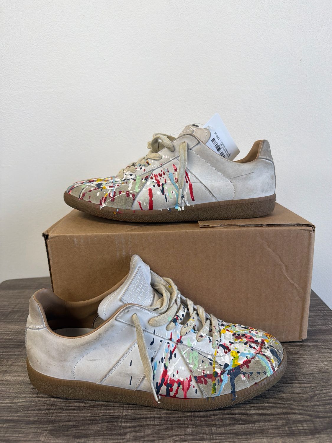 Maison Margiela Cream Paint Splatter GATs Sz 11