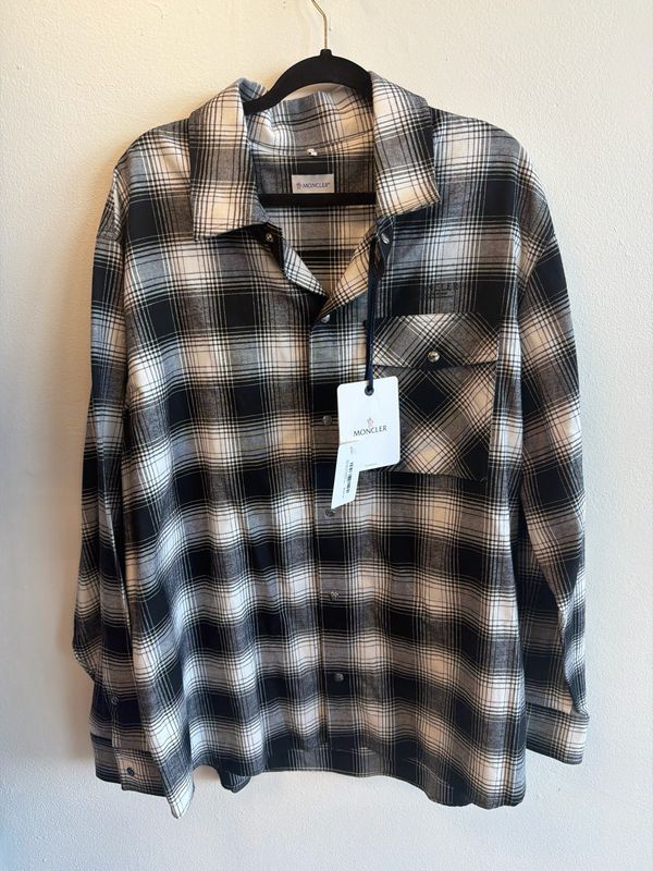 Moncler White/Black Flannel Shirt Sz:2X